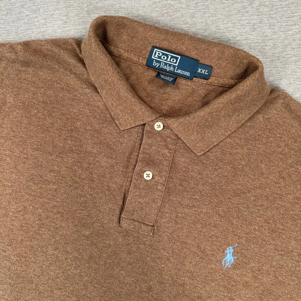Polo Ralph Lauren Polo Shirt Mens XXL Brown Cotton Short Sleeve Pony Logo Preppy